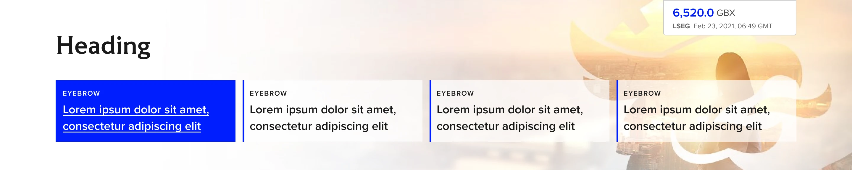 Hero banner with Share price tracker option (Light)