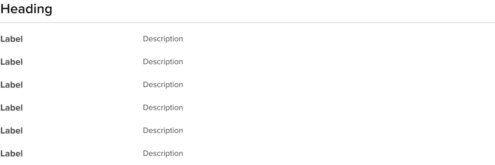 Compact height - small text - narrow labels - no Tooltip